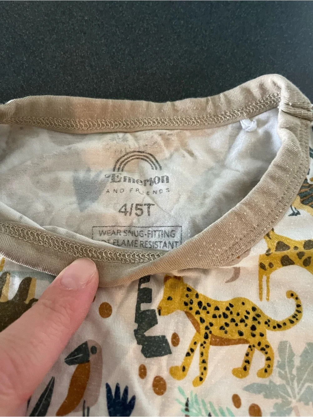 Emerson & Friends - Kids Two-Piece Jungle Animal Pajama Set - White & Tan